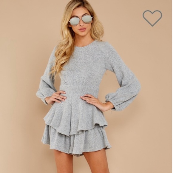 Aura Pants - AURA l Grey Sweater Romper Key Hole Back Small